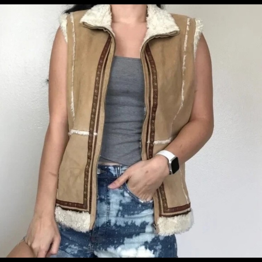 Women's Tan Shearling Vest